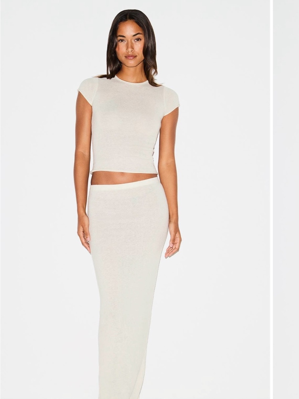 SKIMS Short Sleeve Crop Top in Cream